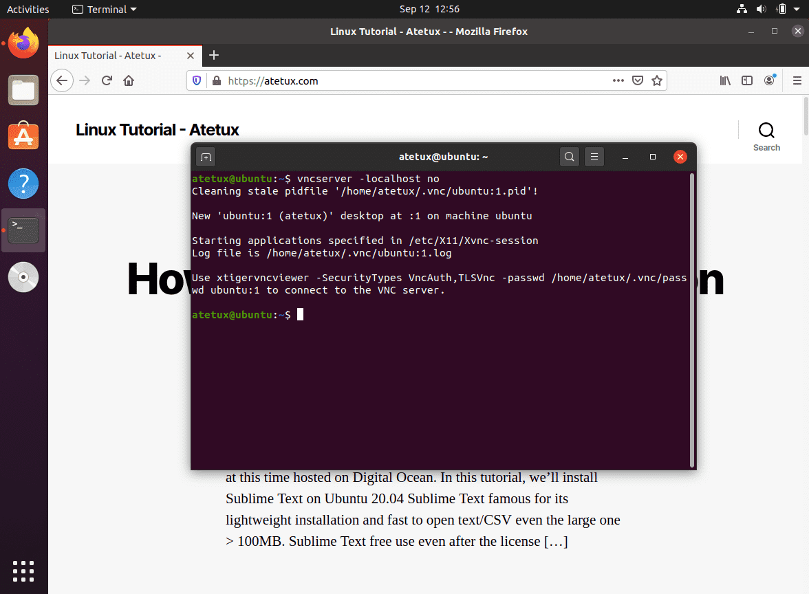 ubuntu 20 vnc server