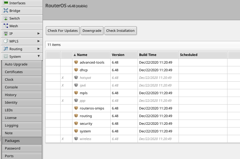 mikrotik router check for updates