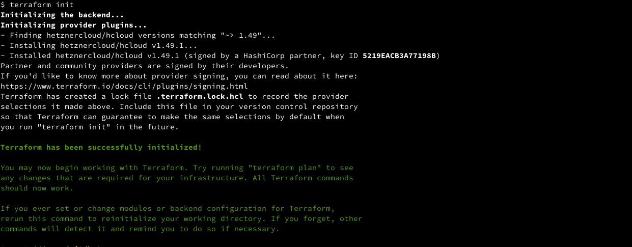 terraform init hetzner