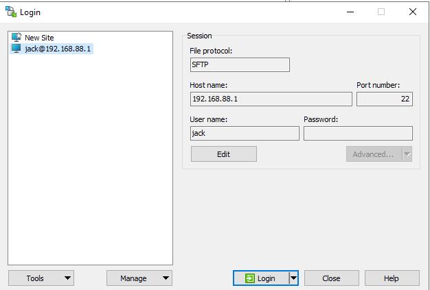 create new login winscp